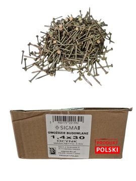 Gwoździe Budowlane 1,4x30 OCYNK ZŁOTY 5 kg