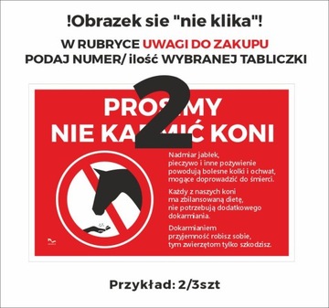 Tabliczka NIE DOKARMIAĆ KONI, ZAKAZ WSTĘPU, TEREN PRYWATNY,SPRZĄTAJ PO PSIE