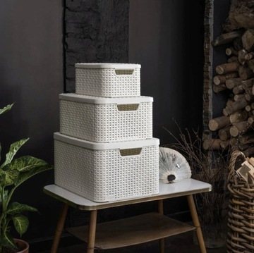 3x НАБОР КОРЗИН ИЗ РОТАНДОВОЙ КРЫШКИ CURVER