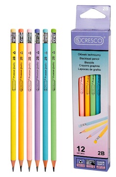 OŁÓWEK TECHNICZNY PASTELOWY 2B CRESCO