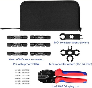 Комплект для обжима солнечной панели 2,5/4,0/6,0 мм, инструменты для обжима фотоэлектрического кабеля, 6 штекерных кабелей