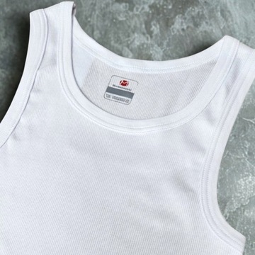 PODKOSZULKA MĘSKA NA RAMIĄCZKACH BAWEŁNA PRĄŻEK BIAŁY PODKOSZULEK MĘSKI S