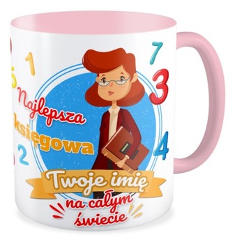 Kubek różowy NAJLEPSZA KSIĘGOWA Twoje imię