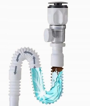 ZESTAW: KOREK KLIK-KLAK bez PRZELEWu Biały + SYFON UMYWALKOWY DO UMYWALKI