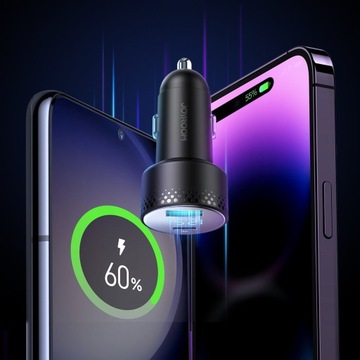 АВТОМОБИЛЬНОЕ ЗАРЯДНОЕ УСТРОЙСТВО JOYROOM С ВОЛЬТМЕТРОМ 53 Вт (USB C, USB-A)