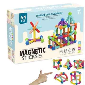 МАГНИТНЫЕ БЛОКИ 64 ЭЛЕМЕНТА КРЕАТИВНАЯ ИГРУШКА МАГНИТНЫЕ ПАЛОЧКИ своими руками