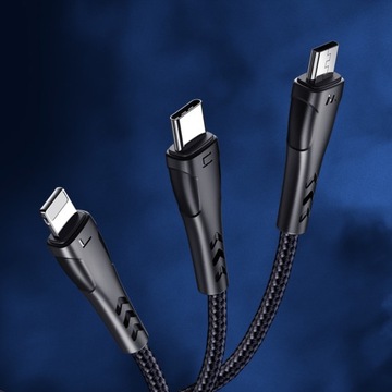MCDODO КАБЕЛЬ 3В1 LIGHTNING MICRO USB C QC 4.0 1M