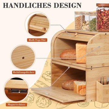 Деревянная, бамбуковая, большая, ретро-хлебница,