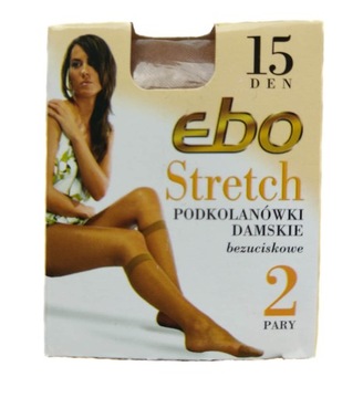 PODKOLANÓWKI DAMSKIE STRETCH 15DEN CIEMNY BEŻ EBO