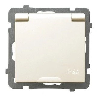 OSPEL AS Gniazdo hermetyczne IP44 z uziemieniem GPH-1GZ/M/27/w ECRU, KREM