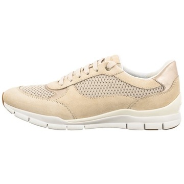 Buty Sneakersy Skórzane Damskie Geox D Sukie A Sand D35F2A Beżowe