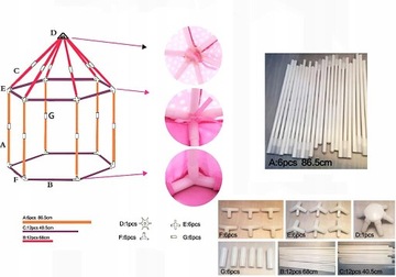 NAMIOT DLA DZIECI RÓŻOWY ZAMEK PAŁAC DO DOMU OGRÓD