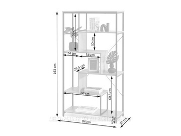 MODNY REGAŁ LOFT Z DĘBOWYMI PÓŁKAMI HARPER B STELAŻ CZARNY DO DOMU I BIURA