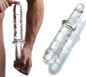 WIELKIE SZKLANE DWUSTRONNE DILDO ANALNO WAGINALNE