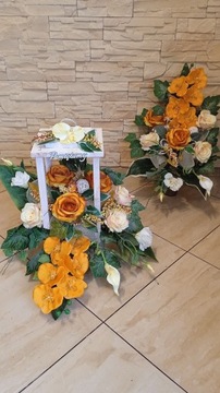 Latarnia LAMPION Kwiaty na grób KOMPLET RÓŻNE