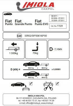 ZAŘÍZENÍ(HÁK) TÁŽNÝ F/029 FIAT PUNTO GRANDE EVO