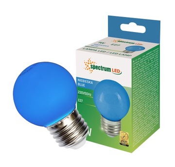 Żarówka LED PCV kulka E27 1W NIEBIESKA SPECTRUM