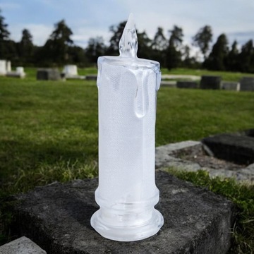 СВЕЧА СВЕТОДИОДНАЯ НА АККУМУЛЯТОРАХ, ПРОЗРАЧНАЯ ЛАМПА С БЛЕСКАМИ, 18см