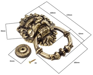 ДВЕРНОЙ МОЛОТОК, ЛАТУНЬ, ЛЕВ, БОЛЬШОЙ, ПАТИНА