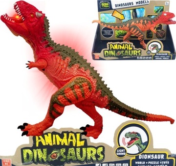 MEGA DUŻY RUCHOMY DINOZAUR karnotaur ŚWIECI RYCZY