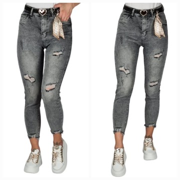 SPODNIE JEANSOWE Z DZIURAMI 7/8 PLUS SIZE ROZMIAR 46/3XL
