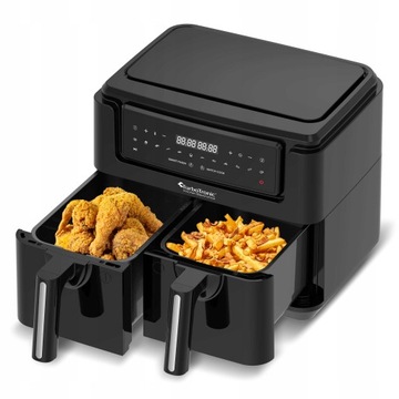 FRYTOWNICA BEZTŁUSZCZOWA 7.6L AIR FRYER 2x 3.8L 1750W METALOWE WNĘTRZE