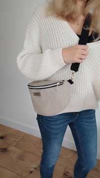 Бежевая поясная сумка из плетеного материала в стиле бохо, легкая сумка через плечо