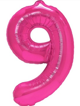 Balon Foliowy Cyfra 9 Różowy 100 cm Urodziny