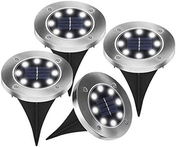 LAMPKI SOLARNE OGRODOWE GRUNTOWE LED DISC 6szt