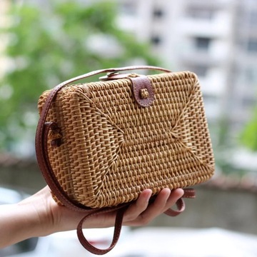 Сумка из ротанга Корзины для хранения Сумка Кожаный ремешок