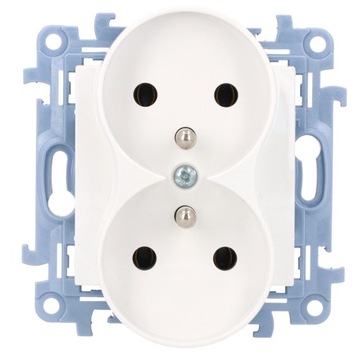 SIMON 10 ДВОЙНАЯ РОЗЕТКА С Z/U ШТЫРЕМ И ЗАЗЕМЛЕНИЕМ ДЛЯ КОНТАКТНОЙ РАМКИ