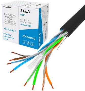 KABEL SIECIOWY LAN UTP LCU 6 100m SKRĘTKA CZARNY CCA 250 MHz AWG23 RJ45 KAT