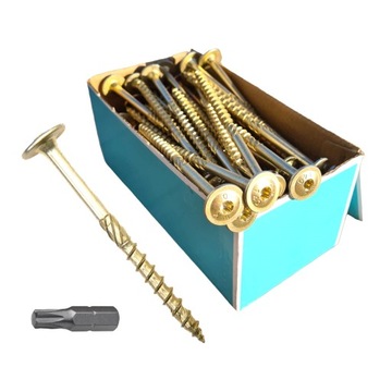WKRĘTY CIESIELSKIE TALERZYKOWE TORX DO DREWNA 8x100mm 50SZT+ BIT T40 GRATIS