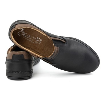 Buty męskie skórzane slip-on wsuwane POLBUT 401 CZARNY 42