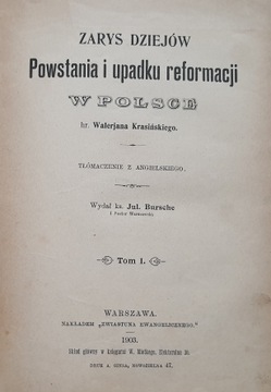Krasiński Zarys dziejów reformacji w Polsce - 1903