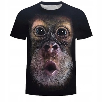 MĘSKA KOSZULKA T-SHIRT Nadruk 3D MAŁPA GORYL