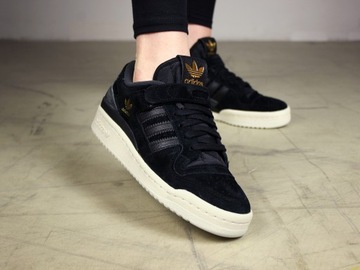 buty damskie Adidas Forum Low SKÓRA sneakersy CZARNE trampki skórzane