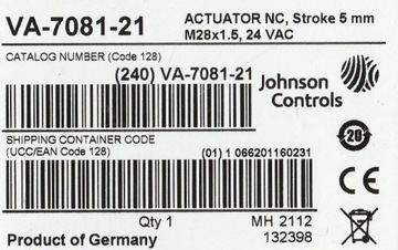 SIŁOWNIK DO ZAWORÓW JOHNSON CONTROLS VA-7081-21