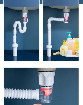 Гибкий сифон и пробка для умывальника с сетчатым фильтром