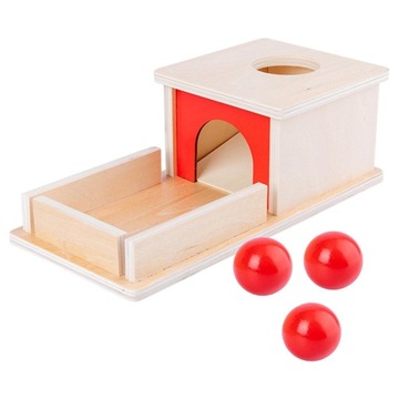 Montessori Baby Wooden Coin Box for 3 Balls