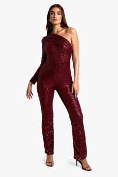 BOOHOO CHERRY ЖЕНСКИЙ ЭЛЕГАНТНЫЙ КОМБИНЕЗОН С БЛЕСТКАМИ 40
