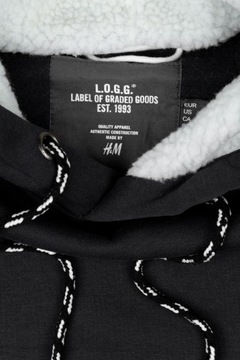 H&M Klasyczna Dresowa Bawełniana Męska Czarna Bluza z Kapturem Bawełna XL