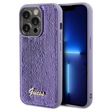 Pouzdro pro iPhone 14 Pro Max Guess Sequin Script fialové