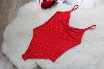 BODY DAMSKIE CZERWONE W GROSZKI NA RAMIĄCZKA 34 XS