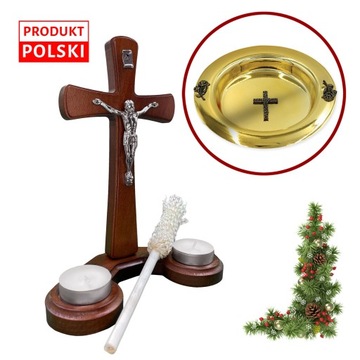 Zestaw kolędowy drewniany, komplet kolędowy + kropidło i miseczka na wodę !