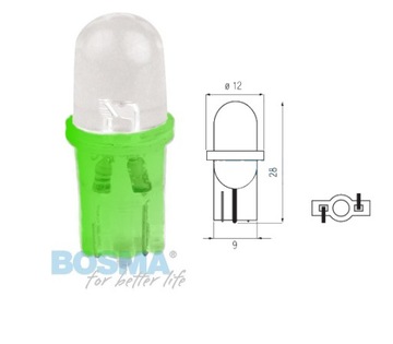 Żarówka BOSMA 12V 1*LED STANDARD T10 GREEN MAT