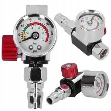 Reduktor Ciśnienia Powietrza Szklany Pistoletu Lakierniczego 1/4 Manometr