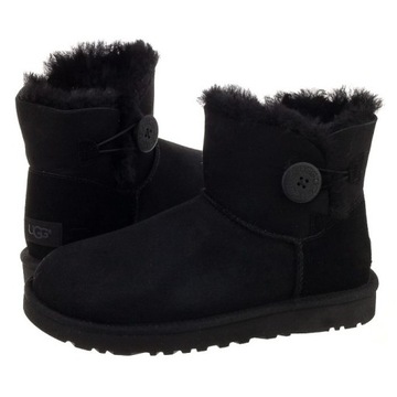 Buty Botki Zimowe Damskie UGG Australia W Mini Bailey Button II Czarne