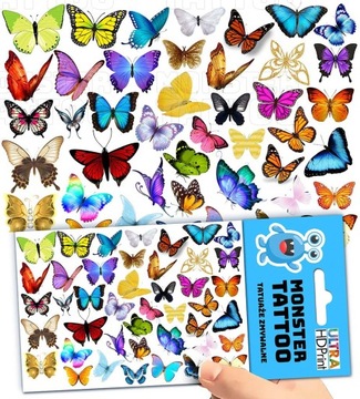 TATUAŻE ZMYWALNE TYMCZASOWE DLA DZIECI DZIECIĘCE MOTYLKI WZORY ORYGINALNE