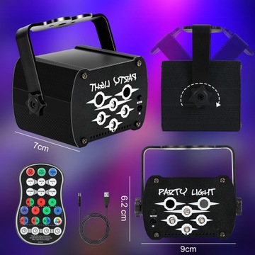 PROJEKTOR DYSKOTEKOWY KULA DISCO REFLEKTOR LASER LED RGB UV